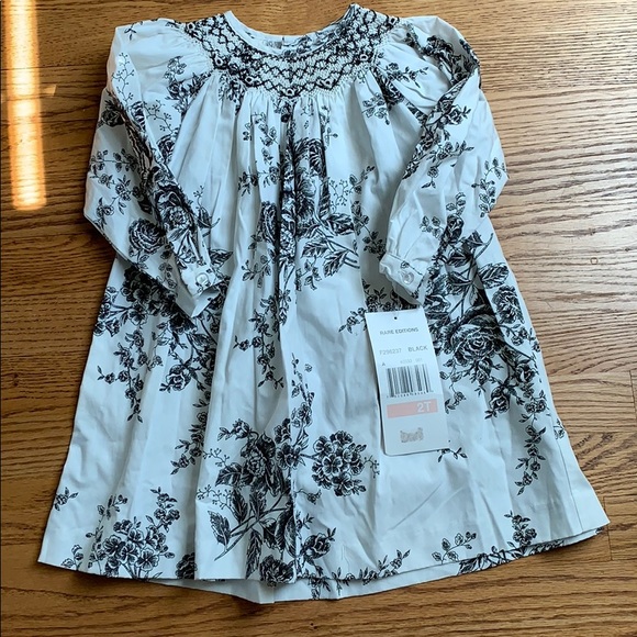Rare Editions Black/White Smocked Dress
